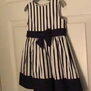 Navy blue and white stripe dress